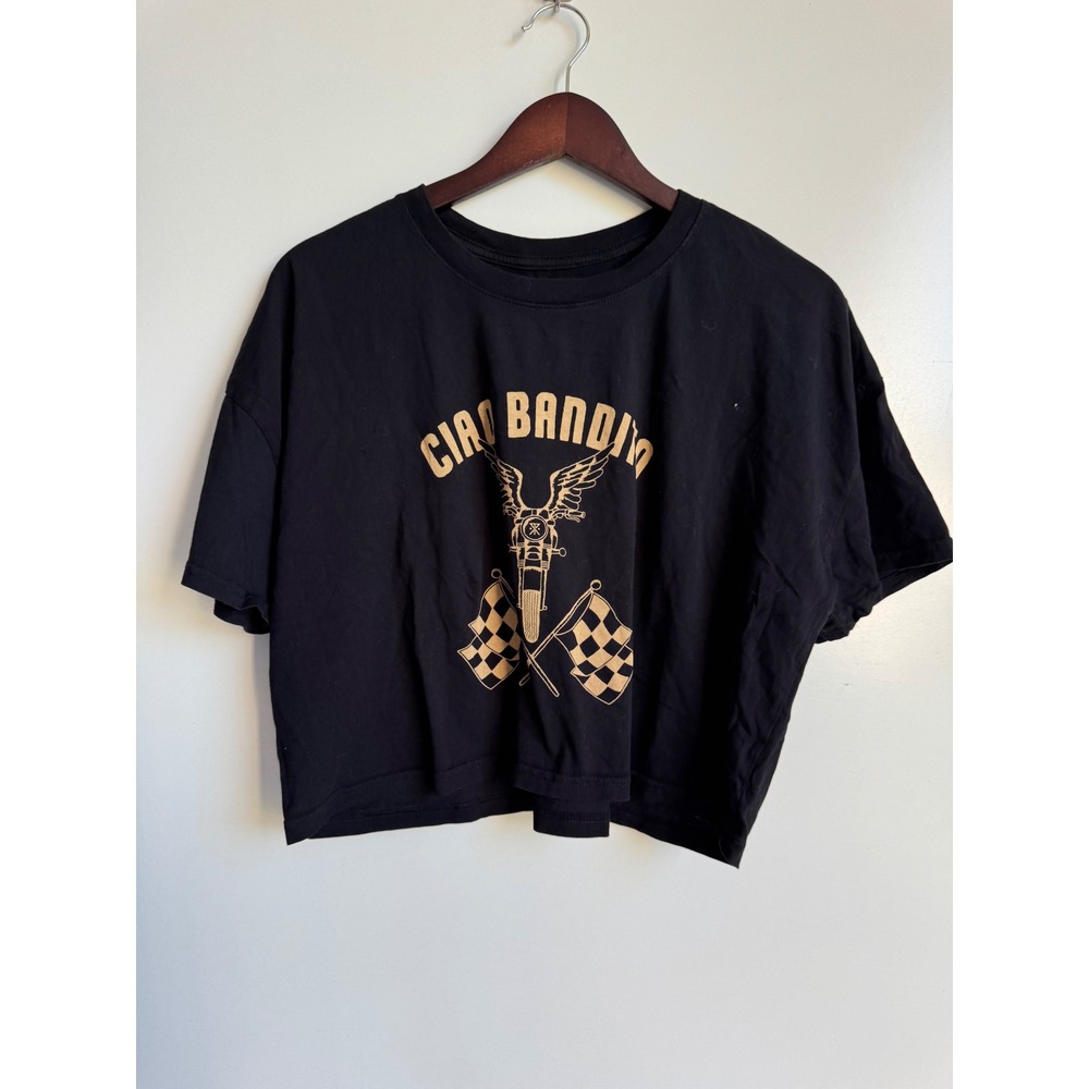 Roark Ciao Bandito Black Graphic Cropped Tee Biker Moto bandit racing boxy Small